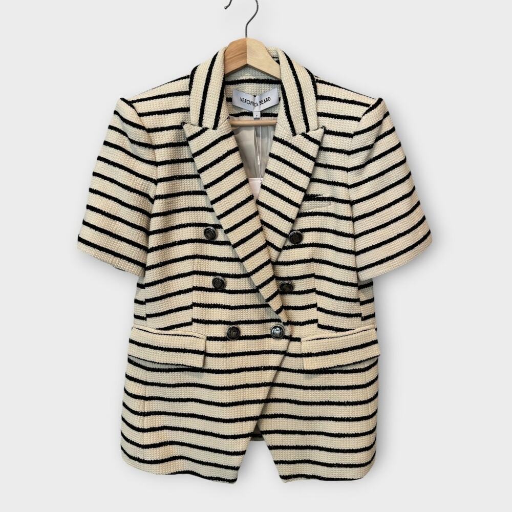 NWT Veronica Beard Jenny Stripe Short Sleeve Cotton Blend Dickey Jacket Size 6 - Picture 6 of 16